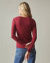 Women's Stretch Rib Crew Long Sleeve Tee - Tibetan Red